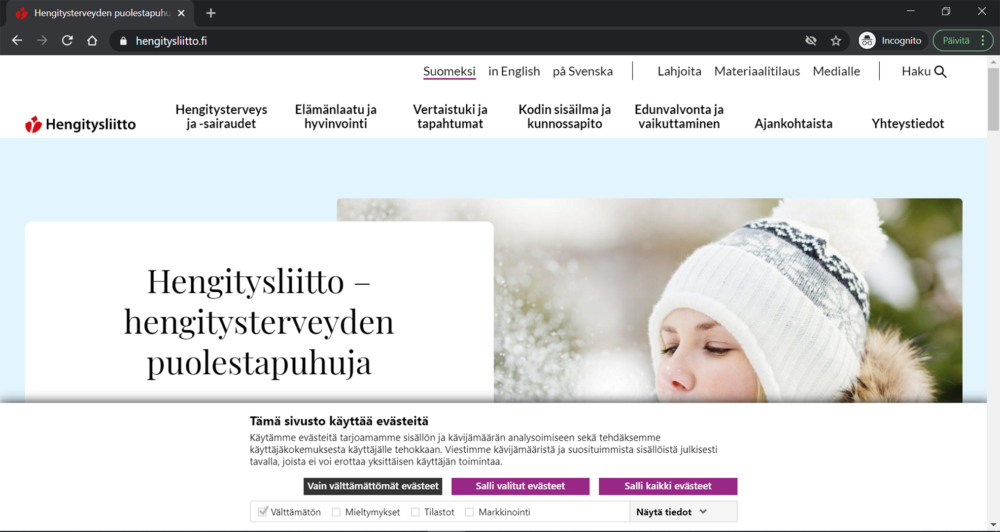 Evästekysely hengitysliitto kuvituskuva