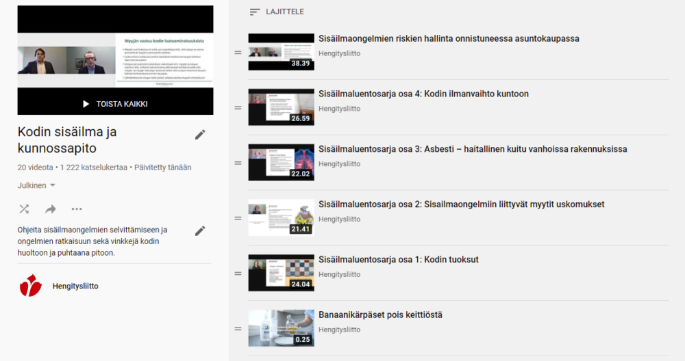 sisäilmavideot youtube screenshot