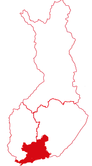 Etelä-Suomen alue Suomen kartassa